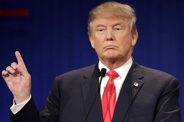 Republican presidential candidate, businessman Donald Trump speaks during the Fox Business Network Republican presidential debate at the North Charleston Coliseum, Thursday, Jan. 14, 2016, in North Charleston, S.C. (AP Photo/Chuck Burton)